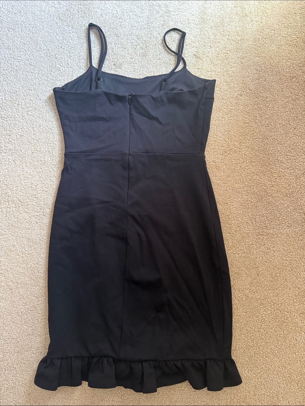 Lulu's Black Spaghetti-Strap Ruffle-Hem Mini Dress - Picture 3 of 3